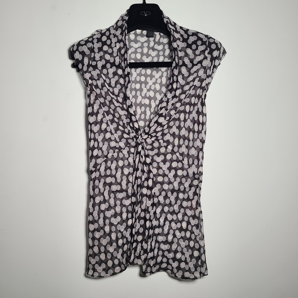 Express Black and White Polka Dot Blouse Size 2 Y2K